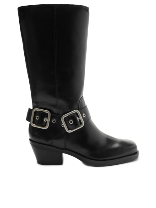 Bota Feminina Couro Cano Médio Montaria West - Preto