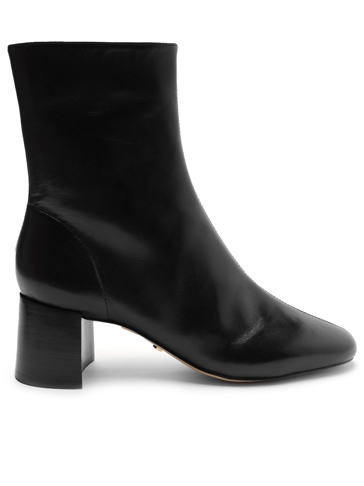 Bota Feminina Couro Cano Médio Salto Zíper - Preto