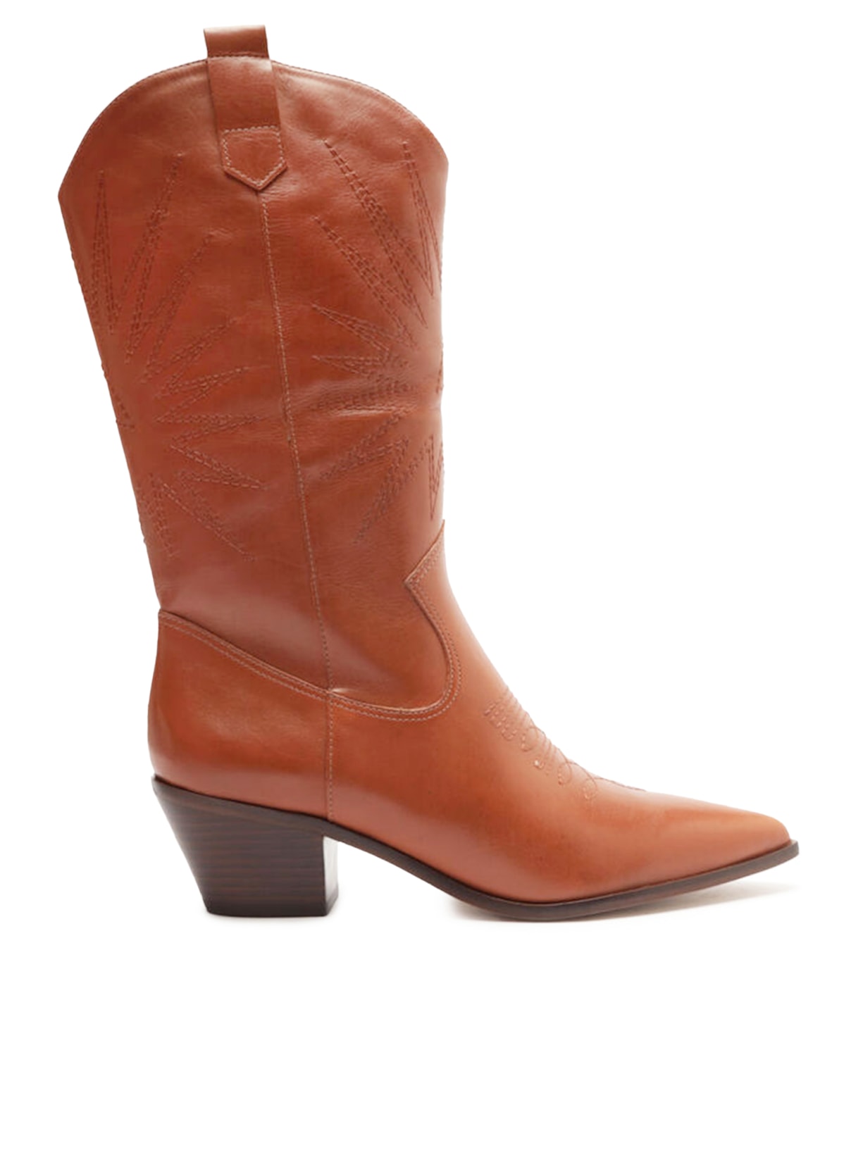 Bota Feminina Couro Cano Médio Western - Marrom