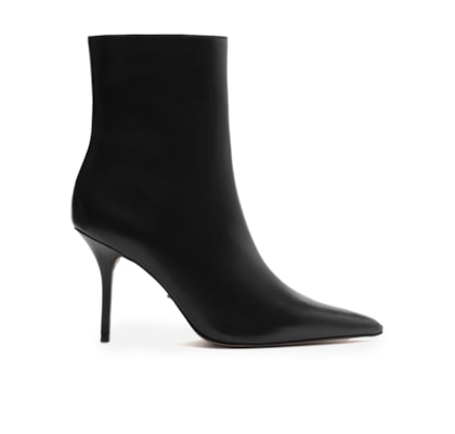 Bota Feminina Couro Cano Salto Alto Fino - Preto