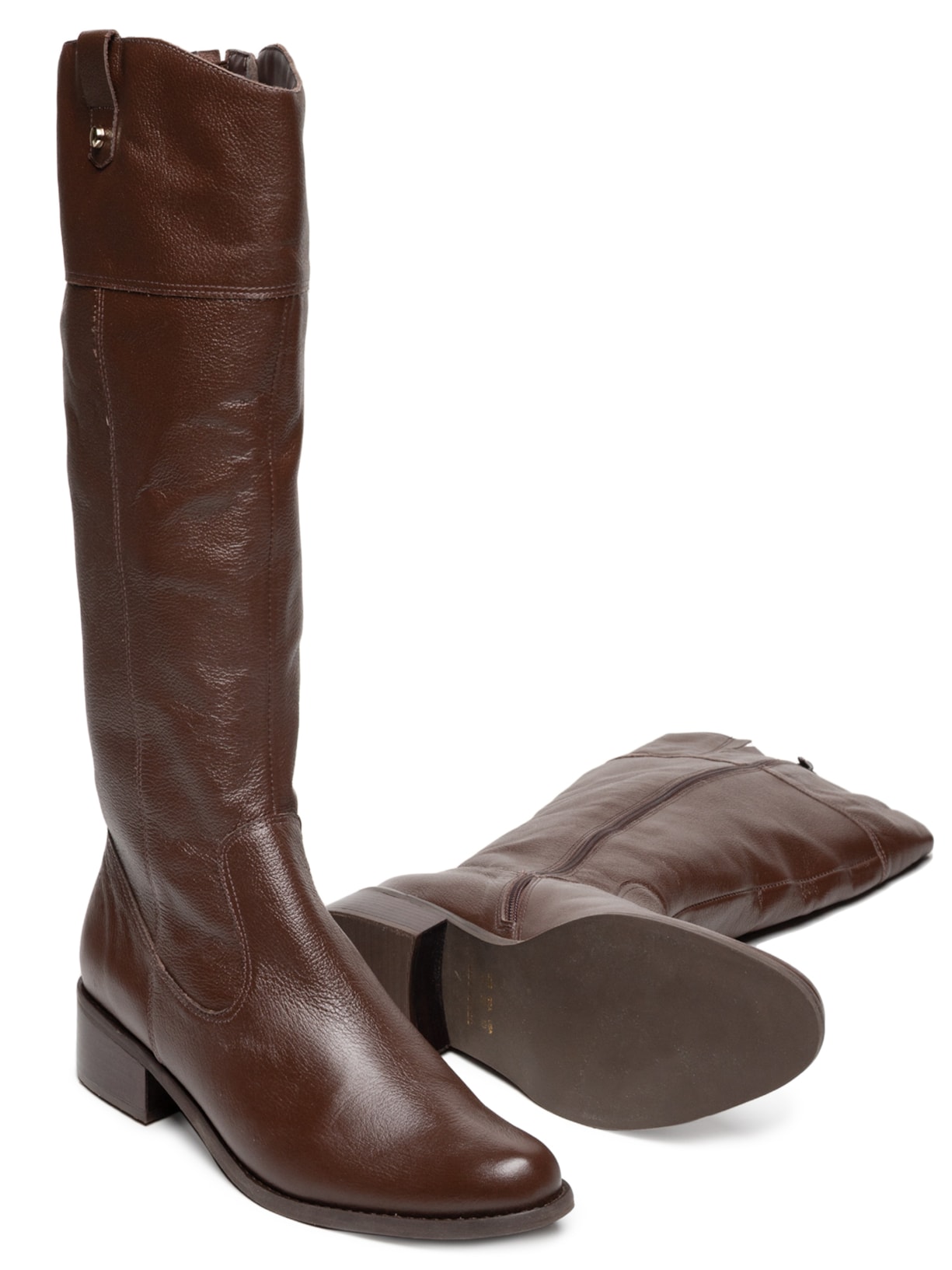 Bota Feminina Couro Montaria Alta Marrom Basiq