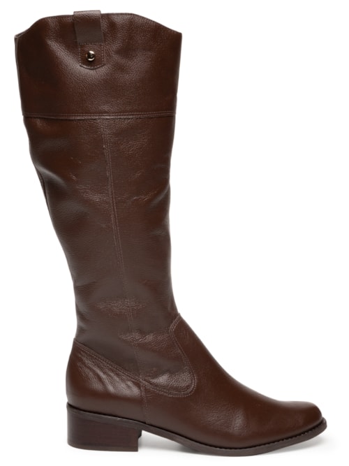 Bota Feminina Couro Montaria Alta - Marrom
