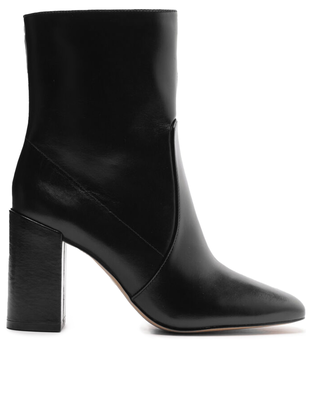 Bota Feminina Couro Salto Alto Bloco Cano Médio - Preto