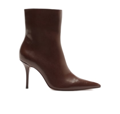Bota Feminina Couro Salto Alto Fino - Marrom