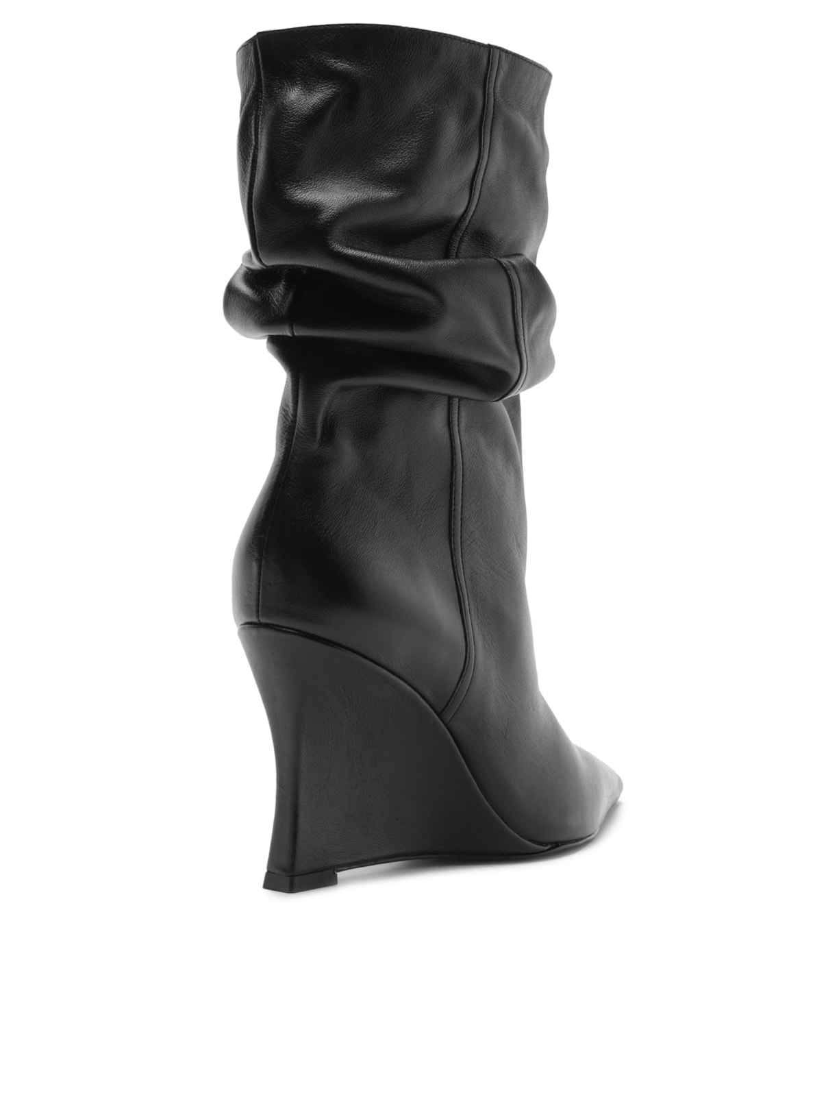 Bota Feminina Couro Salto Anabela Slouchy Preto Arezzo