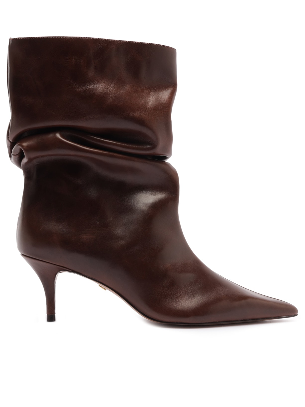 Bota Feminina Couro Salto Baixo Slouchy - Marrom