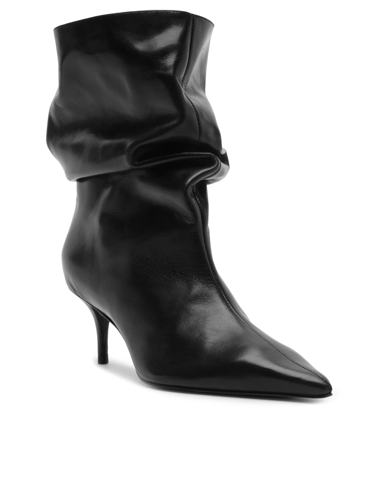 Bota Feminina Couro Salto Baixo Slouchy Preto Arezzo