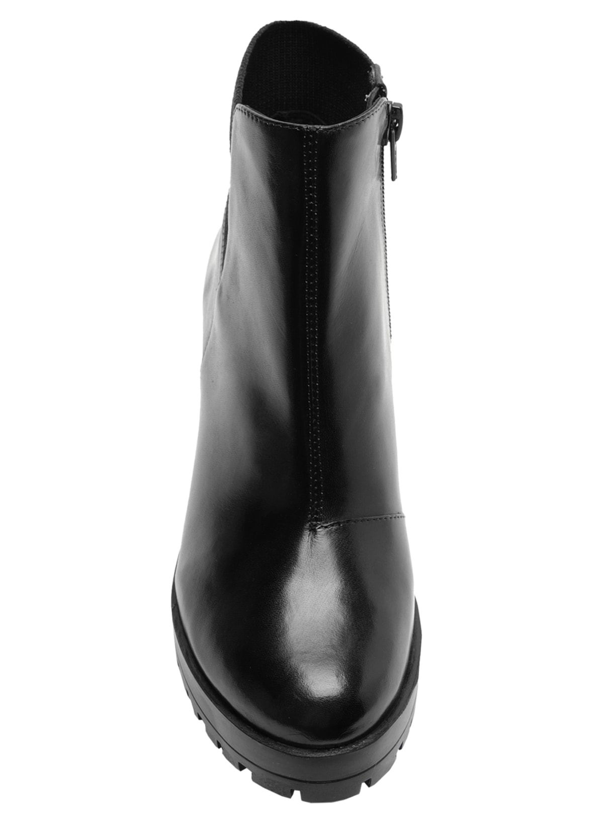 Arezzo Bota Feminina Couro Salto Médio Tratorada Zíper Preto