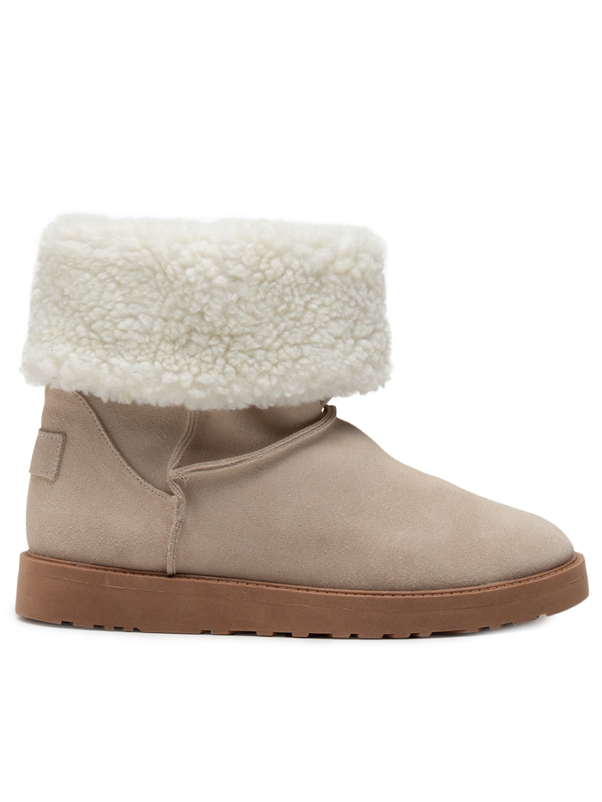 Bota Feminina Em Camurça Forrada Com Pelúcia - Bege