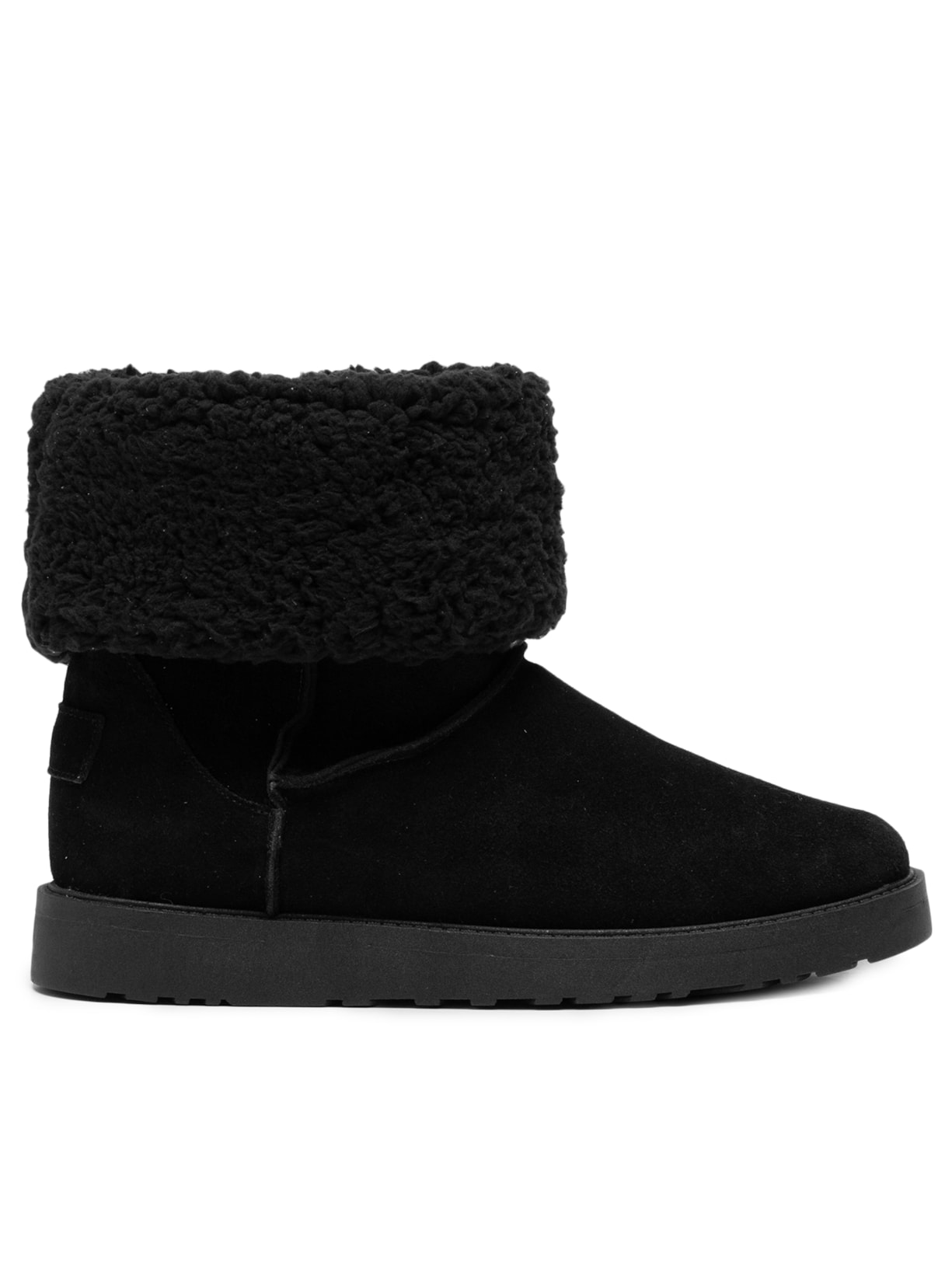 Bota Feminina Em Camurça Forrada Com Pelúcia - Preto