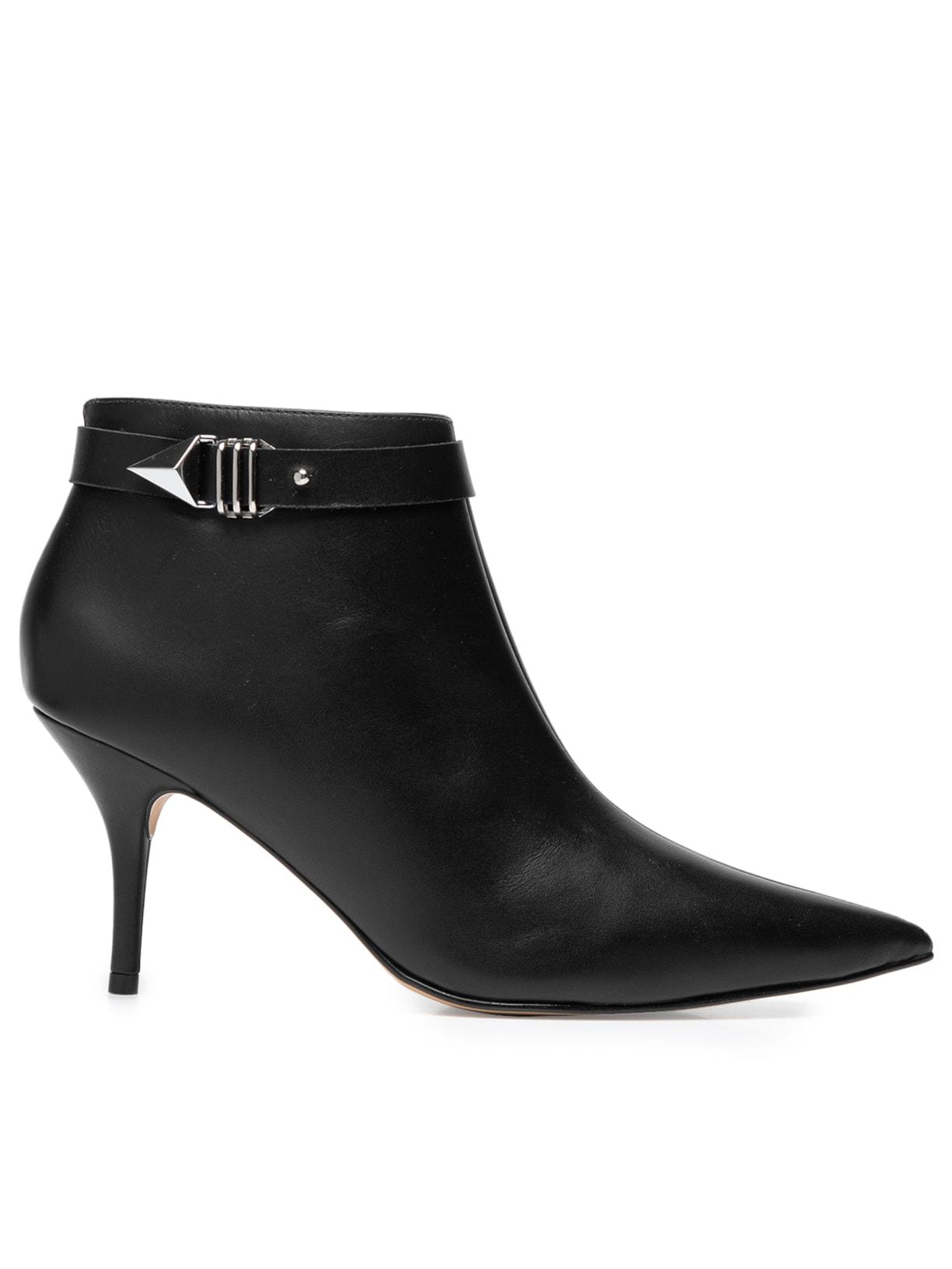 Bota Feminina Em Couro Cano Baixo Salto Alto - Preto