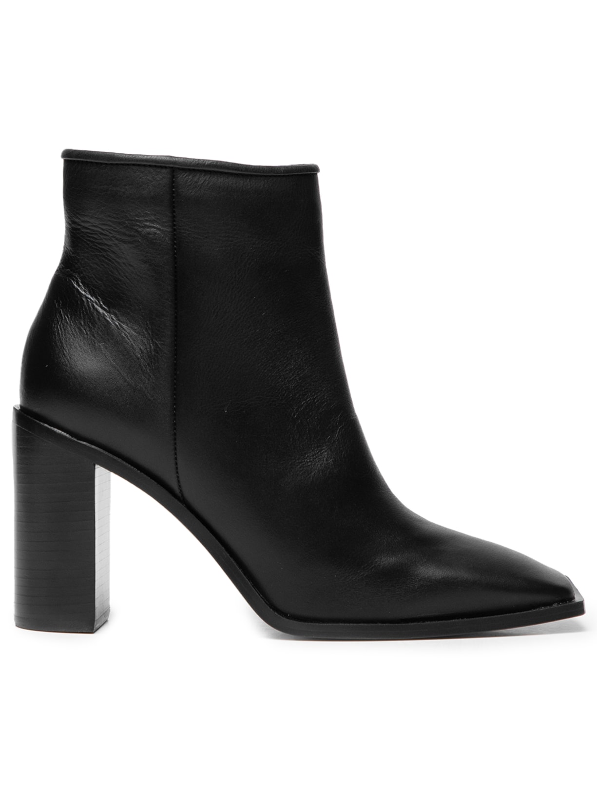 Bota Feminina Em Couro Cano Médio - Preto