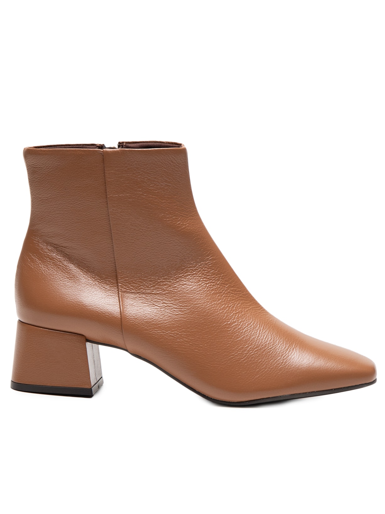 Bota Feminina Em Couro Com Salto Baixo Grosso - Marrom