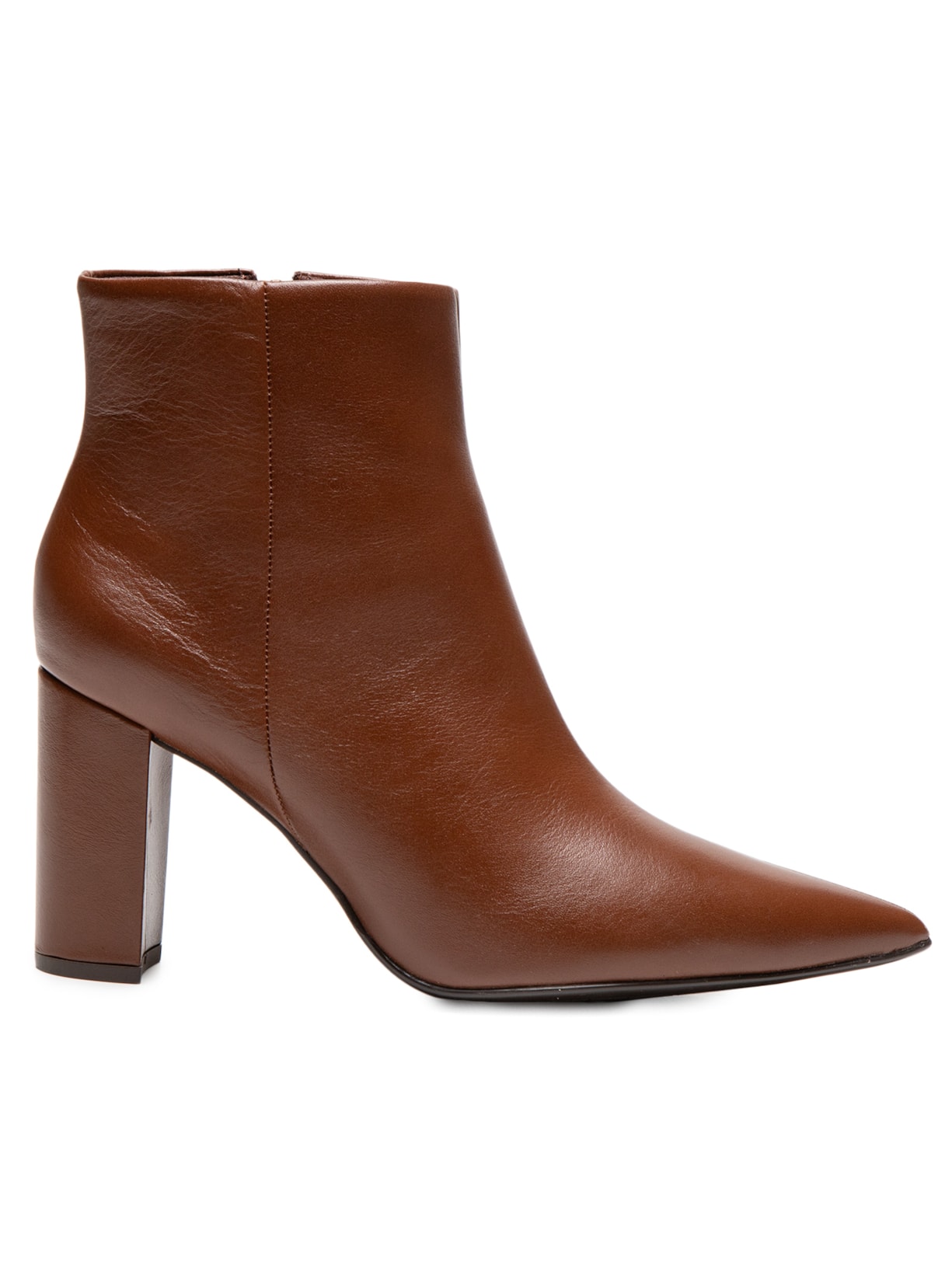 Bota Feminina Em Couro Com Salto Grosso - Marrom