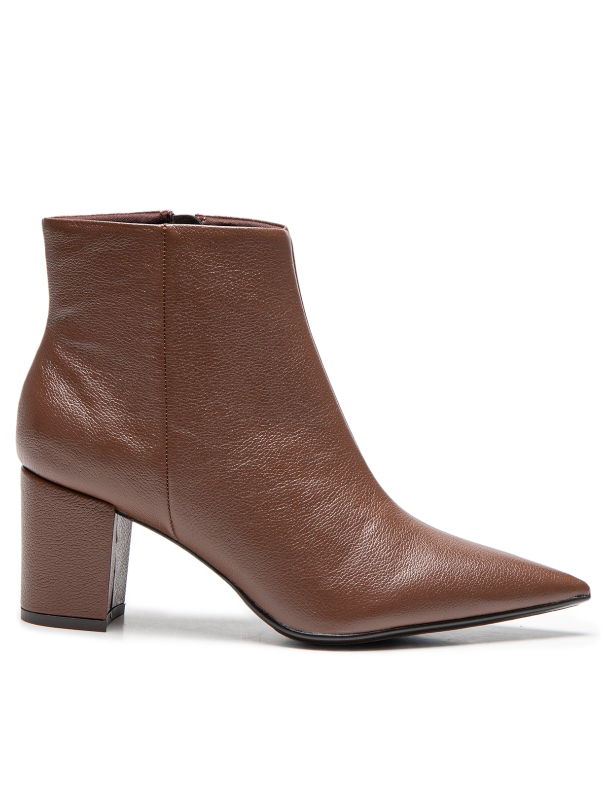 Bota Feminina Em Couro Com Salto Médio Grosso - Marrom