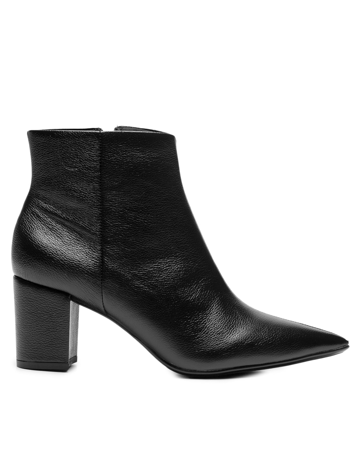 Bota Feminina Em Couro Com Salto Médio Grosso - Preto