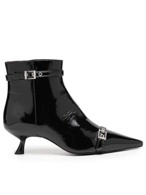 Bota Feminina Eyelets Kitten Heel Naplack - Preto