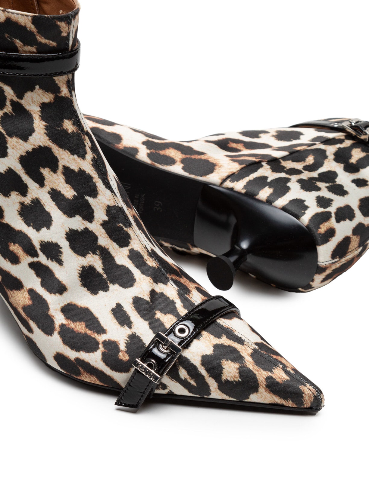 Bota Feminina Eyelets Kitten Heel Set Animal Print Ganni