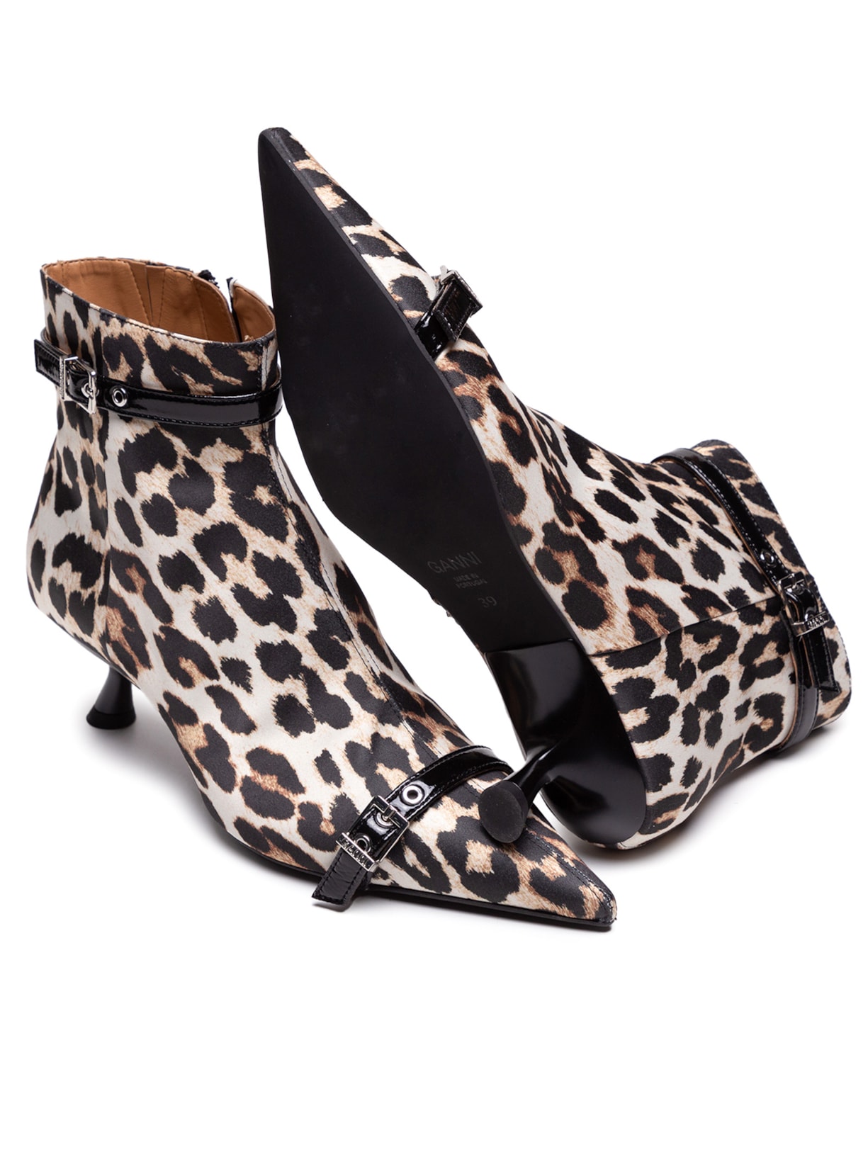 Bota Feminina Eyelets Kitten Heel Set Animal Print Ganni