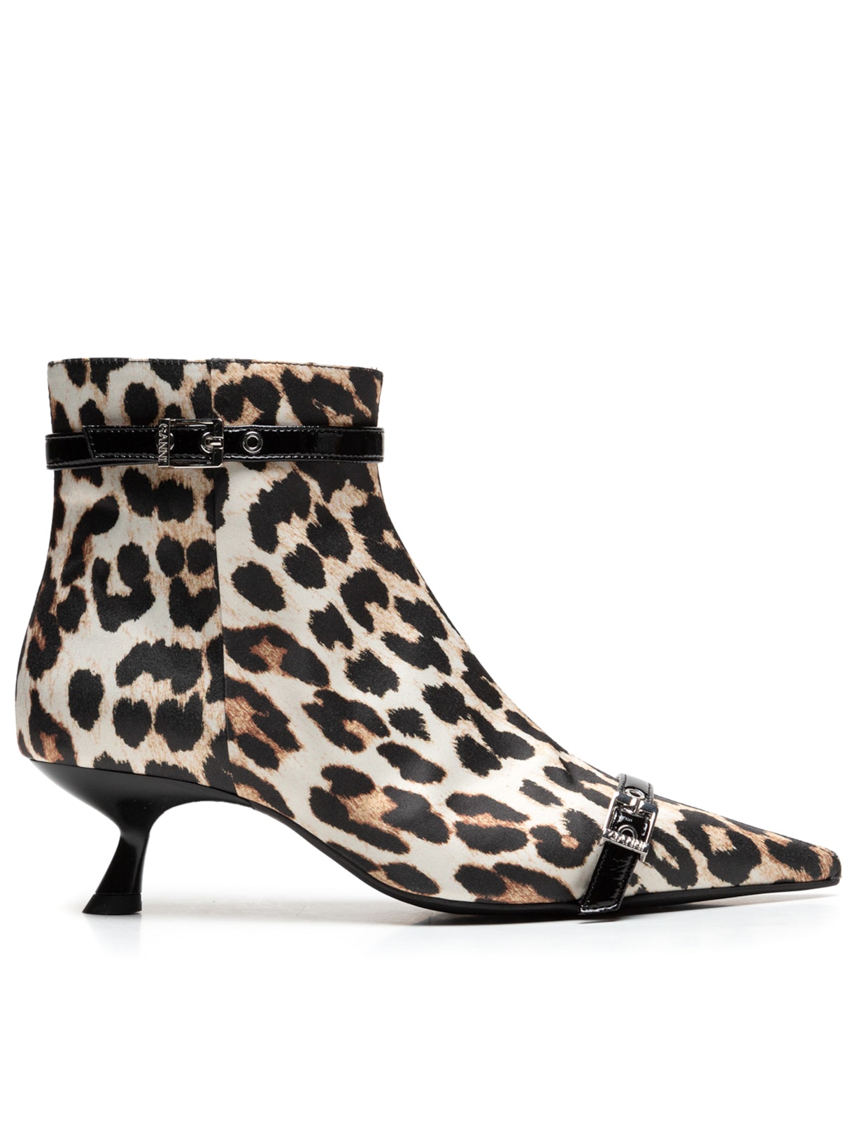 Bota Feminina Eyelets Kitten Heel Set Animal Print Ganni