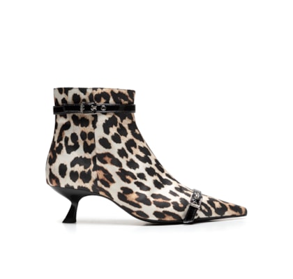 Bota Feminina Eyelets Kitten Heel Set - Animal Print