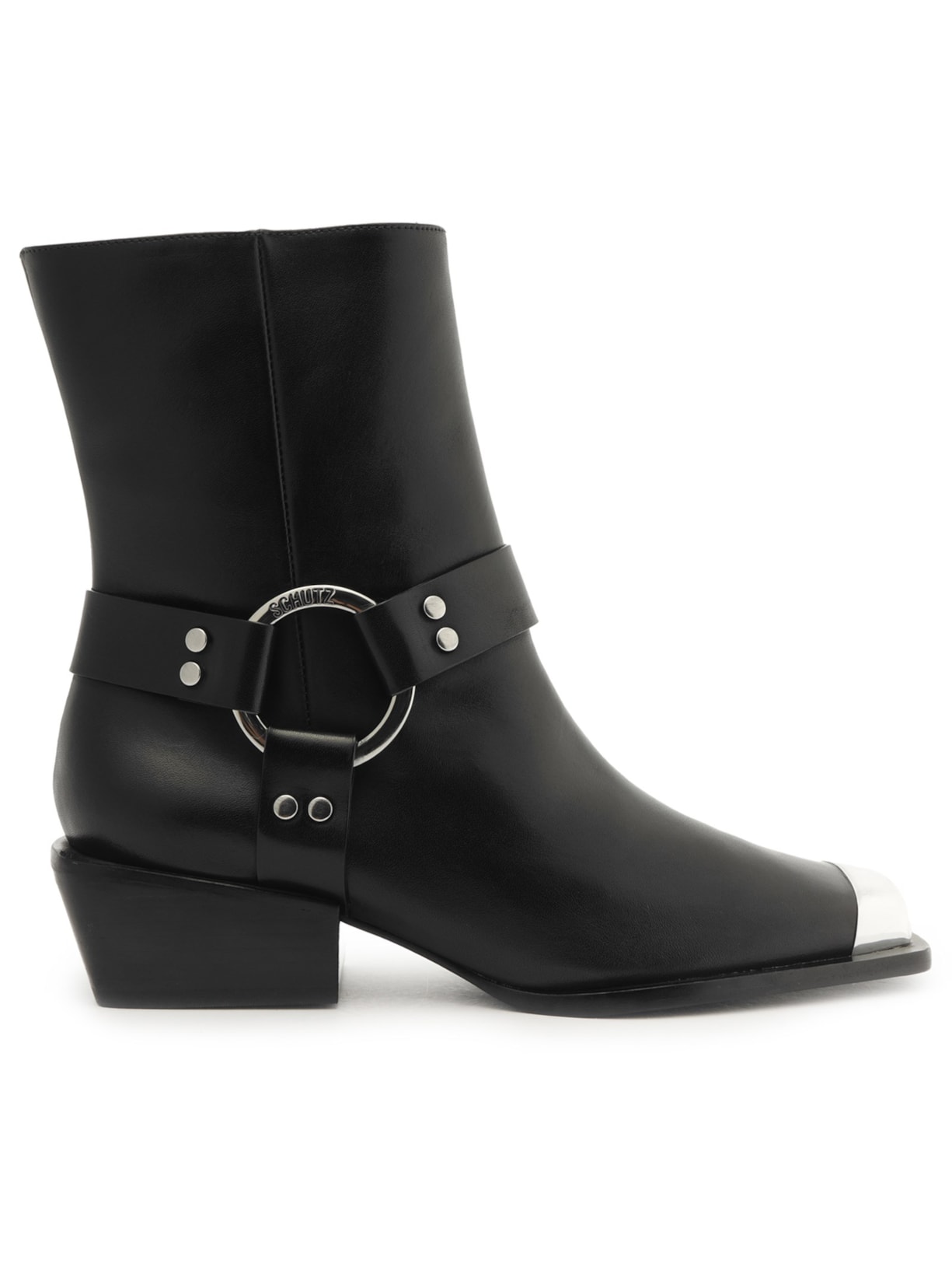 Bota Feminina Irvine Couro Biqueira Metal - Preto