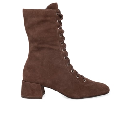 Bota Feminina Lace-up Em Couro - Marrom