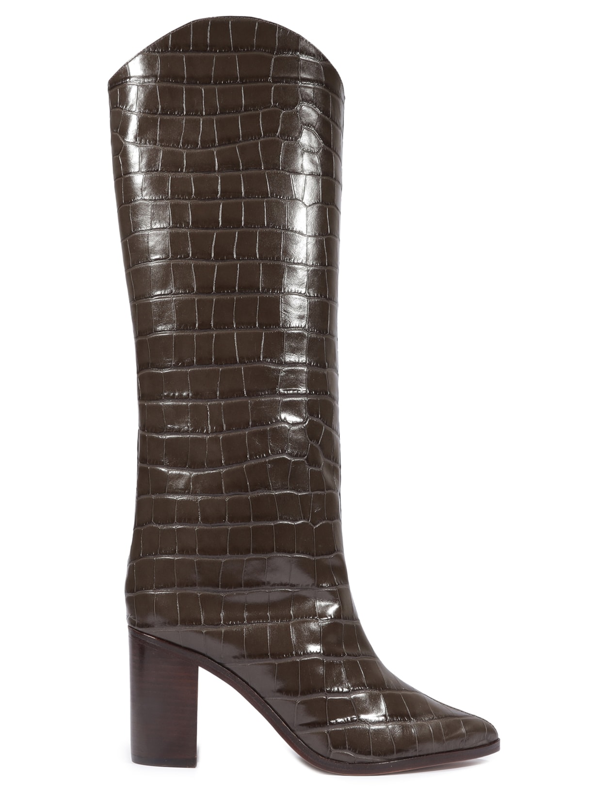 Bota Feminina Maryana Salto Bloco Couro - Marrom