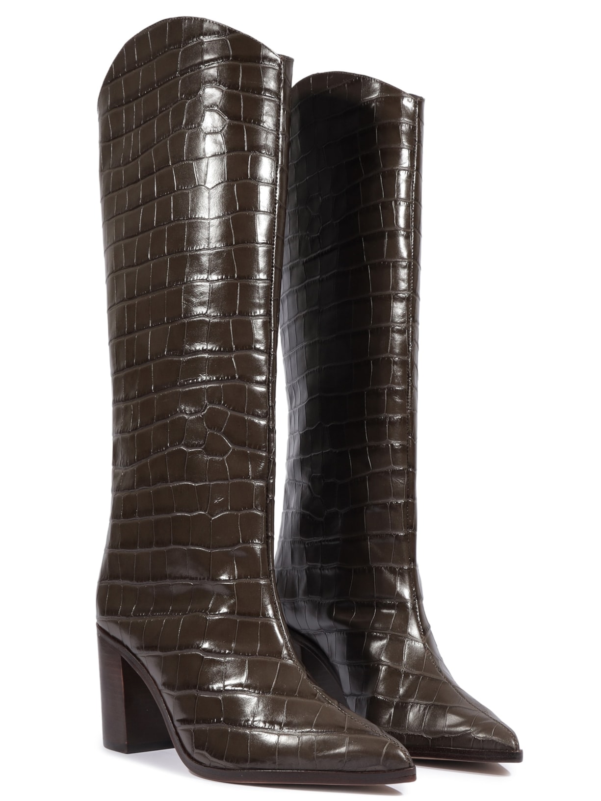 Bota Feminina Maryana Salto Bloco Couro Marrom Schutz