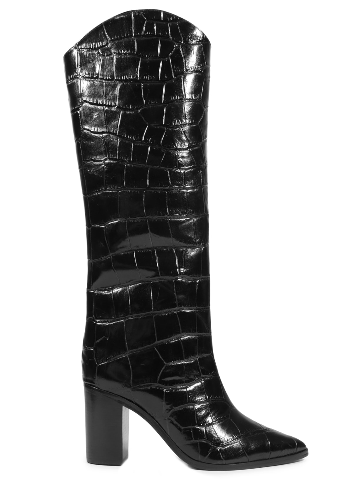 Bota Feminina Maryana Salto Bloco Couro Preto Schutz