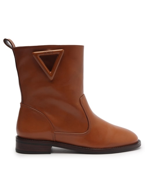 Bota Feminina Montaria Couro Cano Médio - Marrom