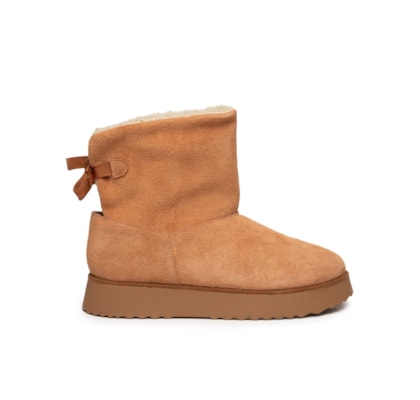 Bota Feminina Peluciada Em Camurça - Marrom