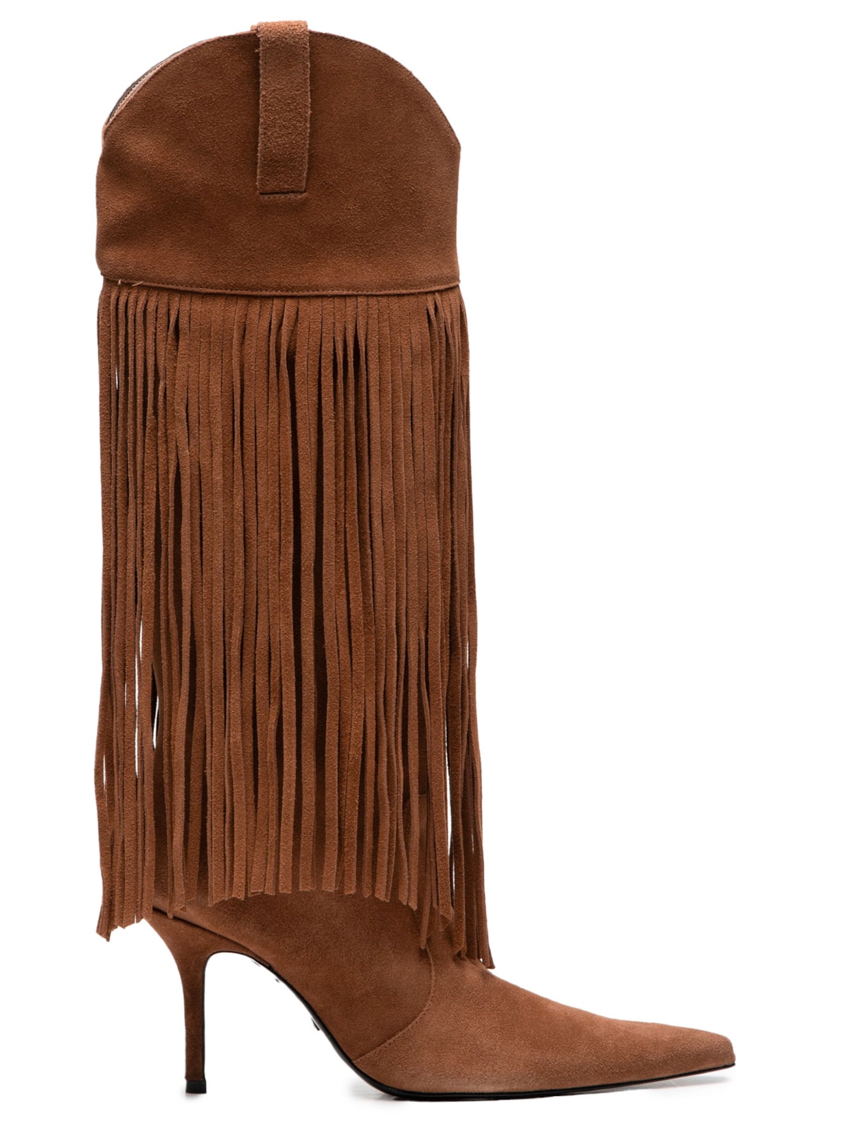 Bota Feminina Raffaela Up Fringes Stiletto Camurça - Marrom