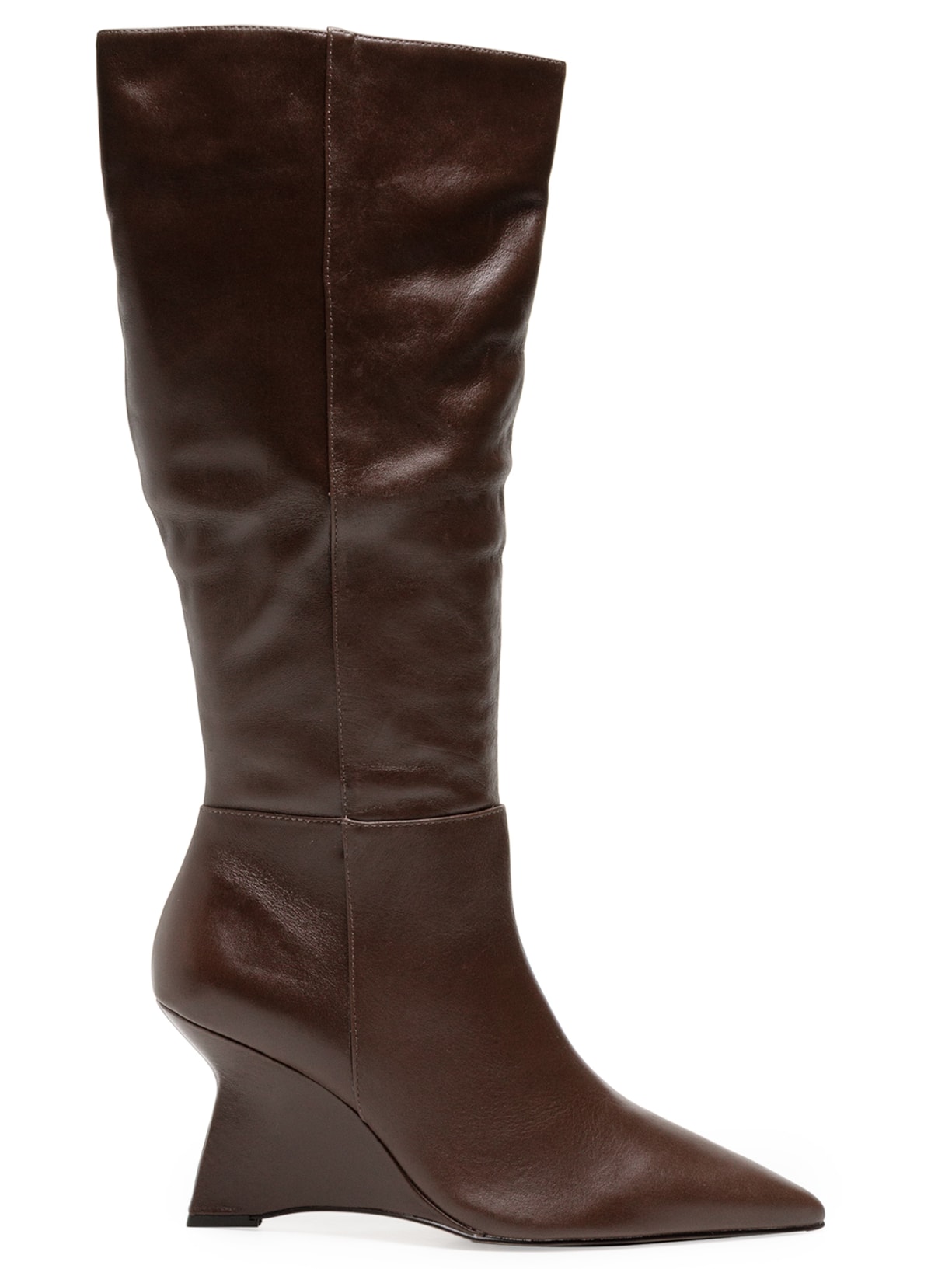 Bota Feminina Salto Alto Anabela - Marrom