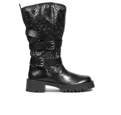 Bota Feminina Salto Baixo Polka - Preto