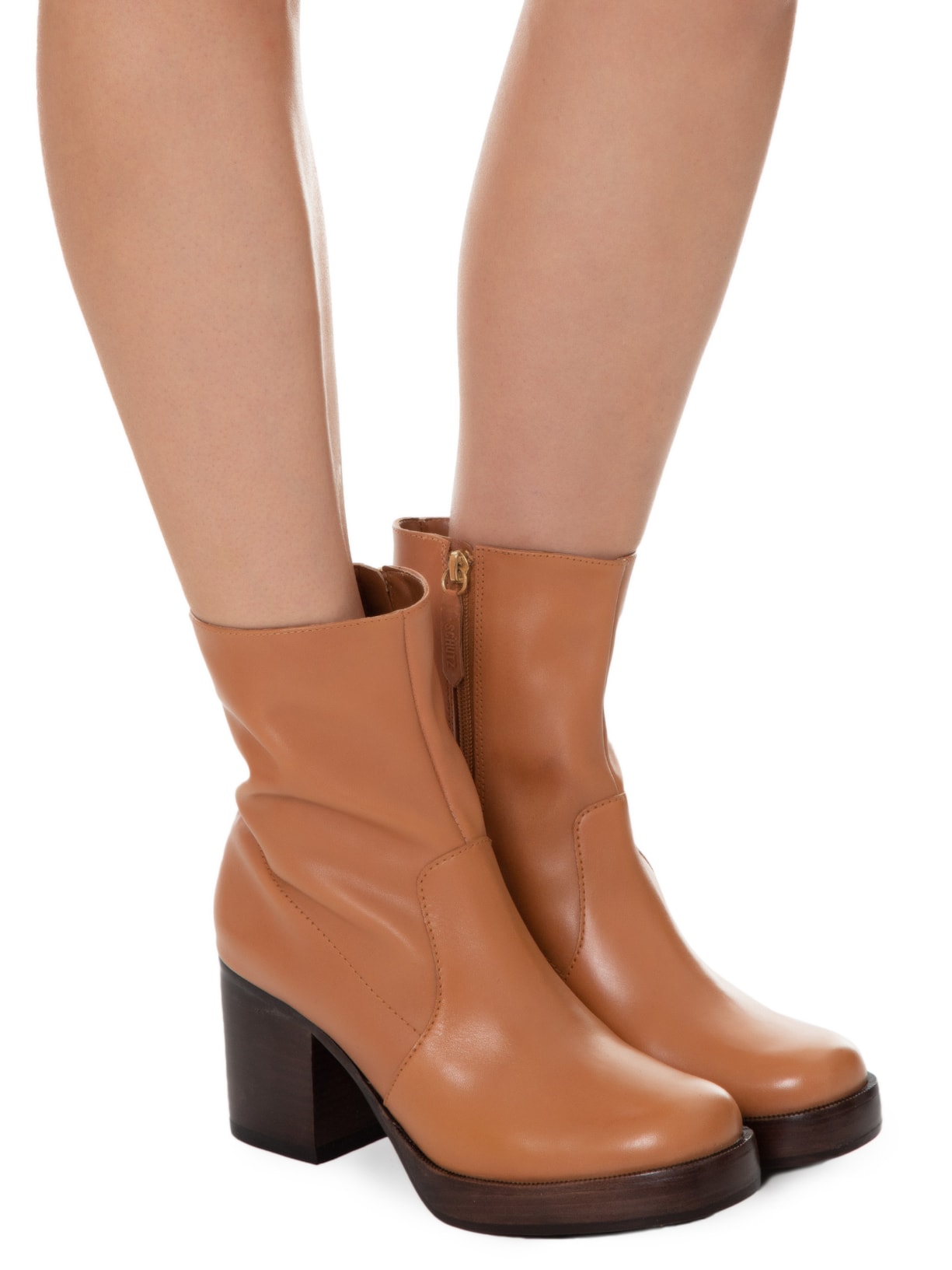 Bota Feminina Salto Bloco Marrom Schutz