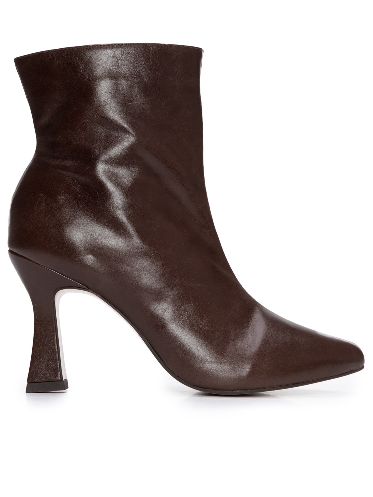 Bota Feminina Salto Cano Curto Couro - Marrom