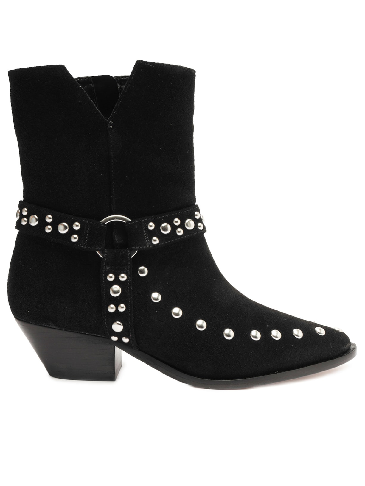 Bota Feminina Salto Médio Cow Suede - Preto