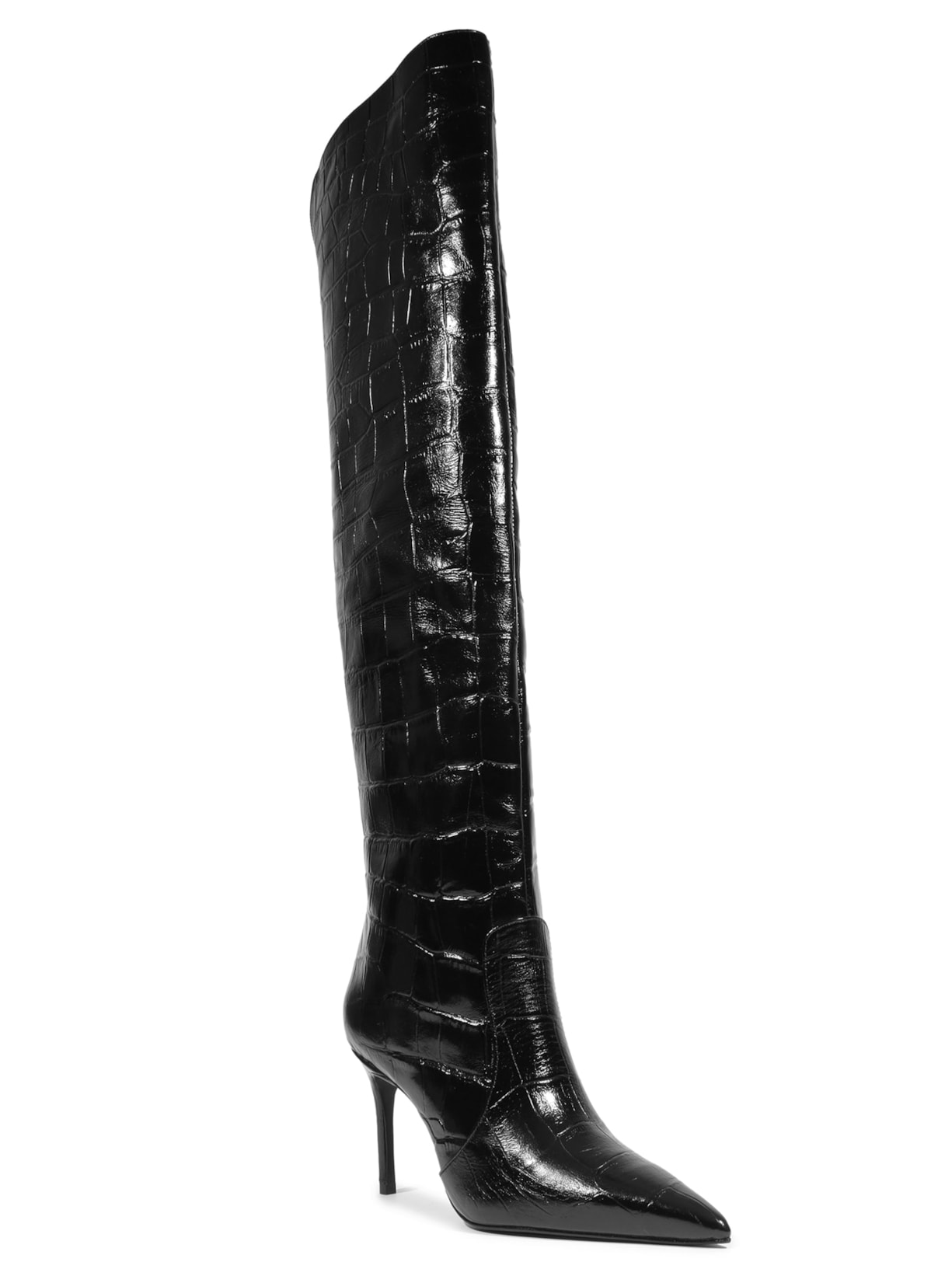 Bota Feminina Salto Médio Croco Preto Schutz