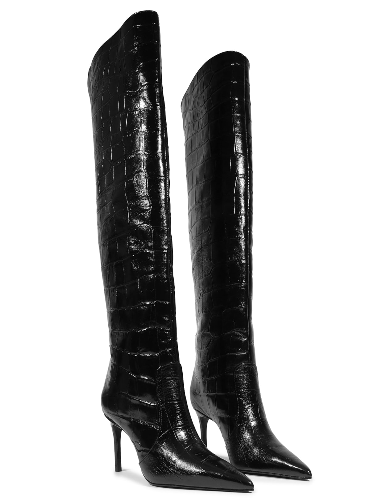 Bota Feminina Salto Médio Croco Preto Schutz