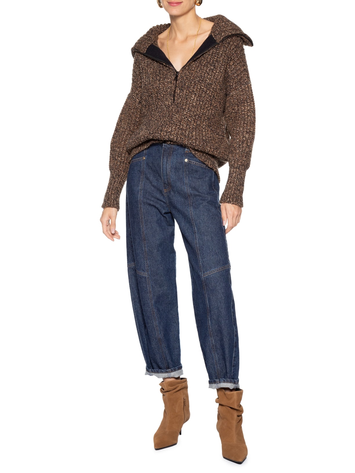 Bota Feminina Slouchy Em Camurça Marrom '2Essential