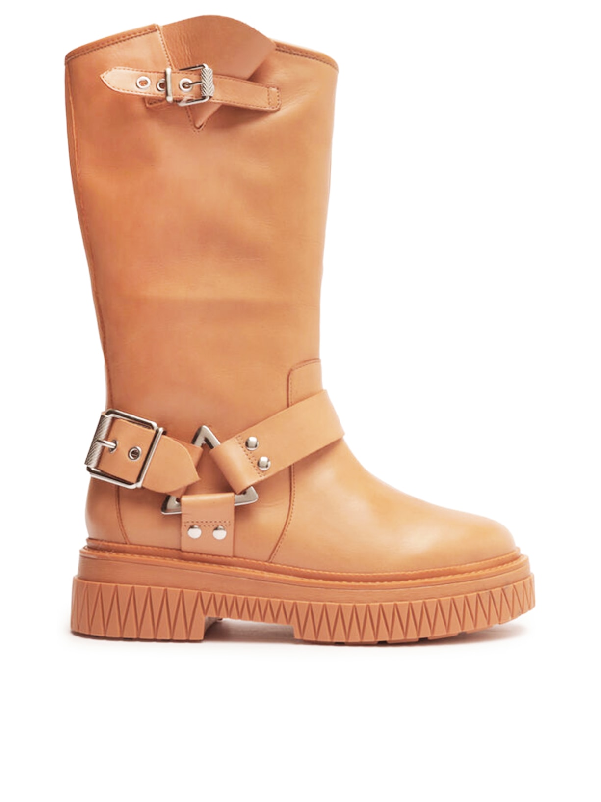 Bota Feminina Tratorada Cano Alto Couro - Marrom