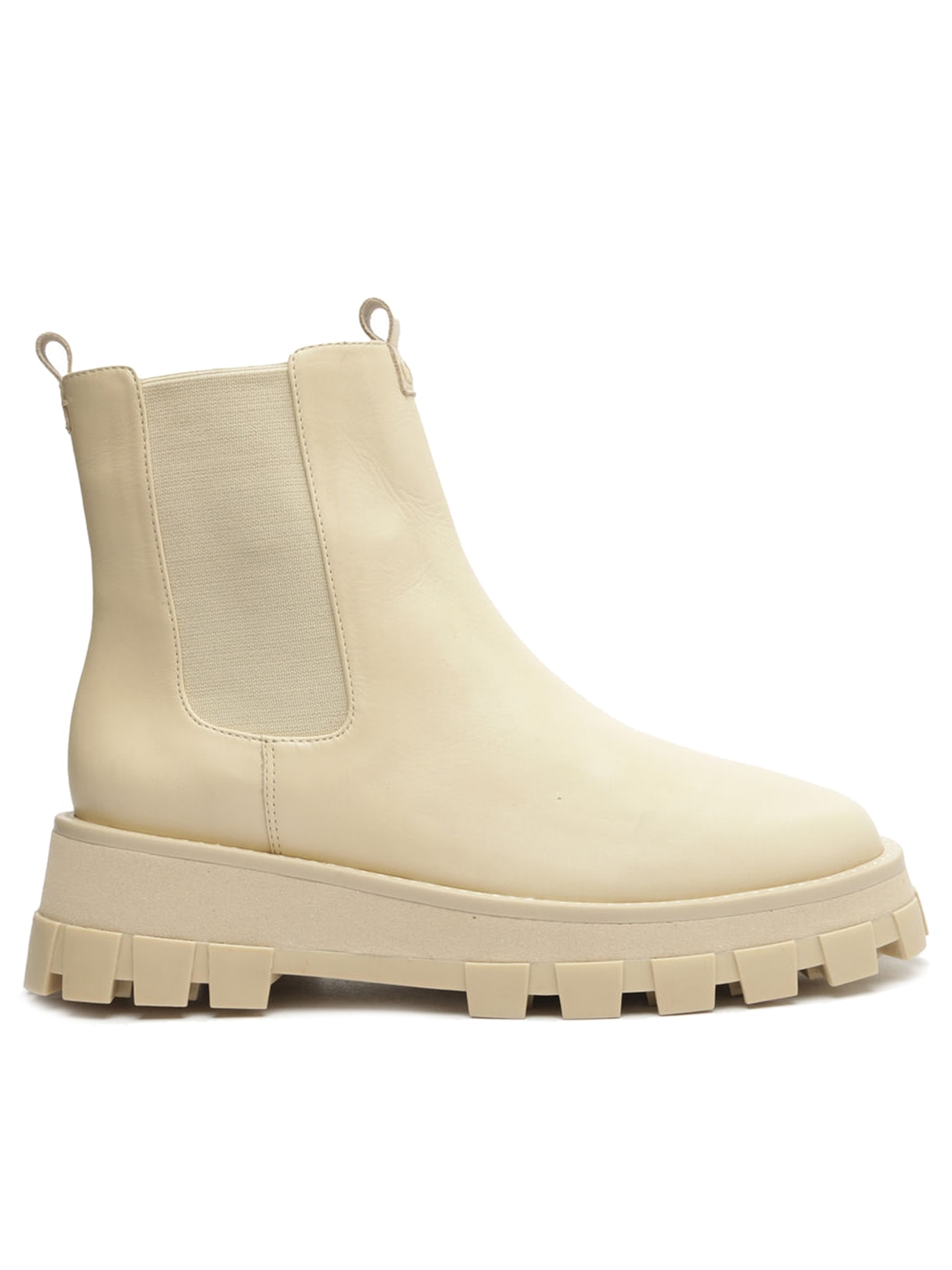 Bota Feminina Tratorada Elástica Couro - Bege