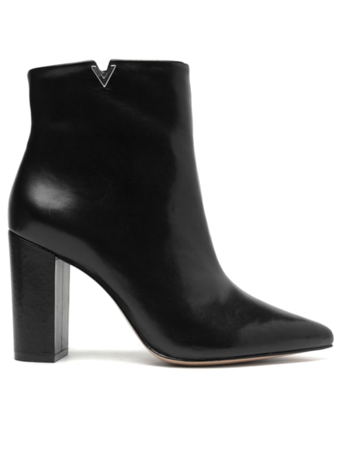 Bota Feminina Triangle Salto Bloco Couro - Preto