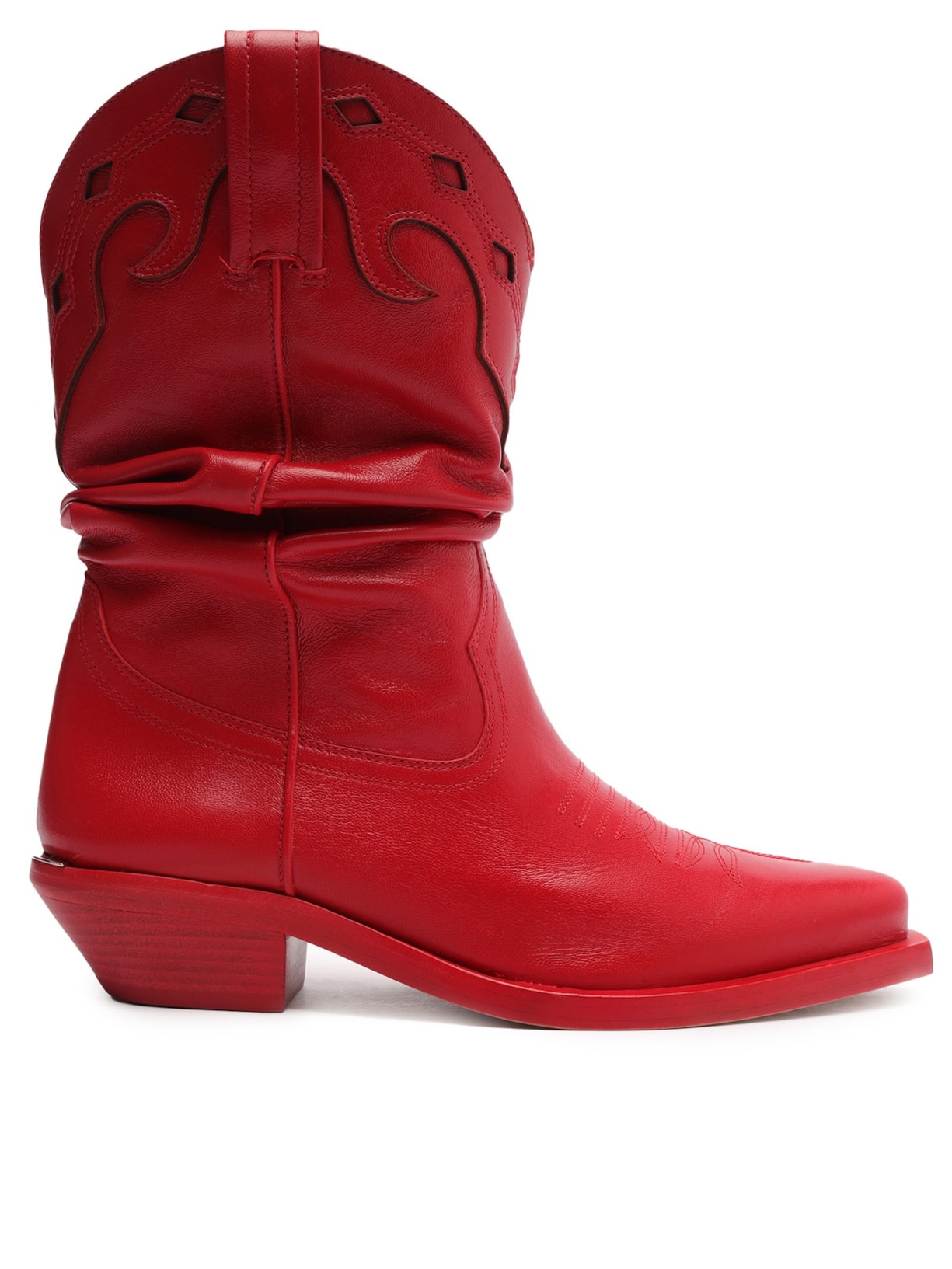 Bota Feminina Western Couro - Vermelho