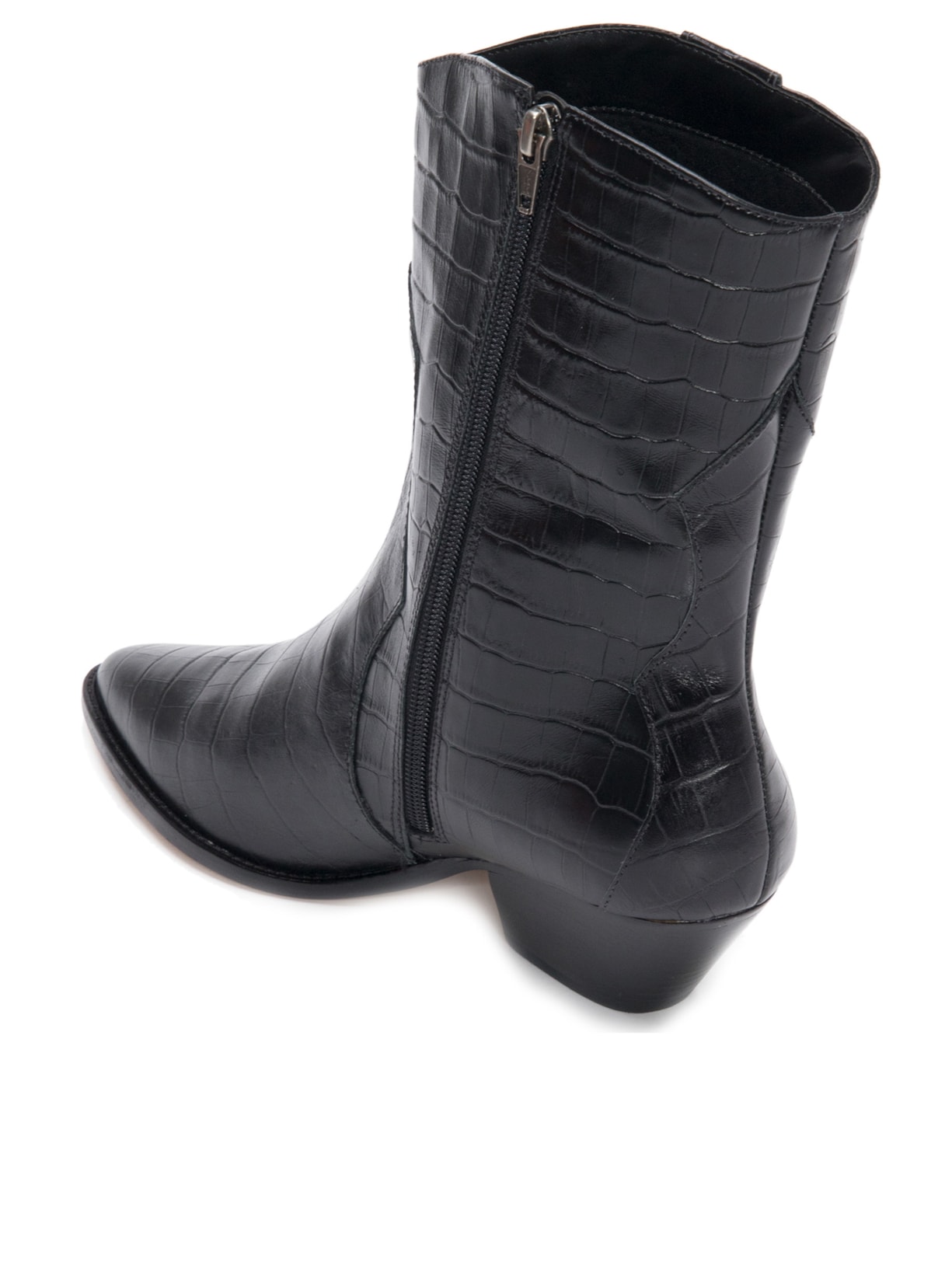 Bota Feminina Western Croco Preto Luiza Barcelos