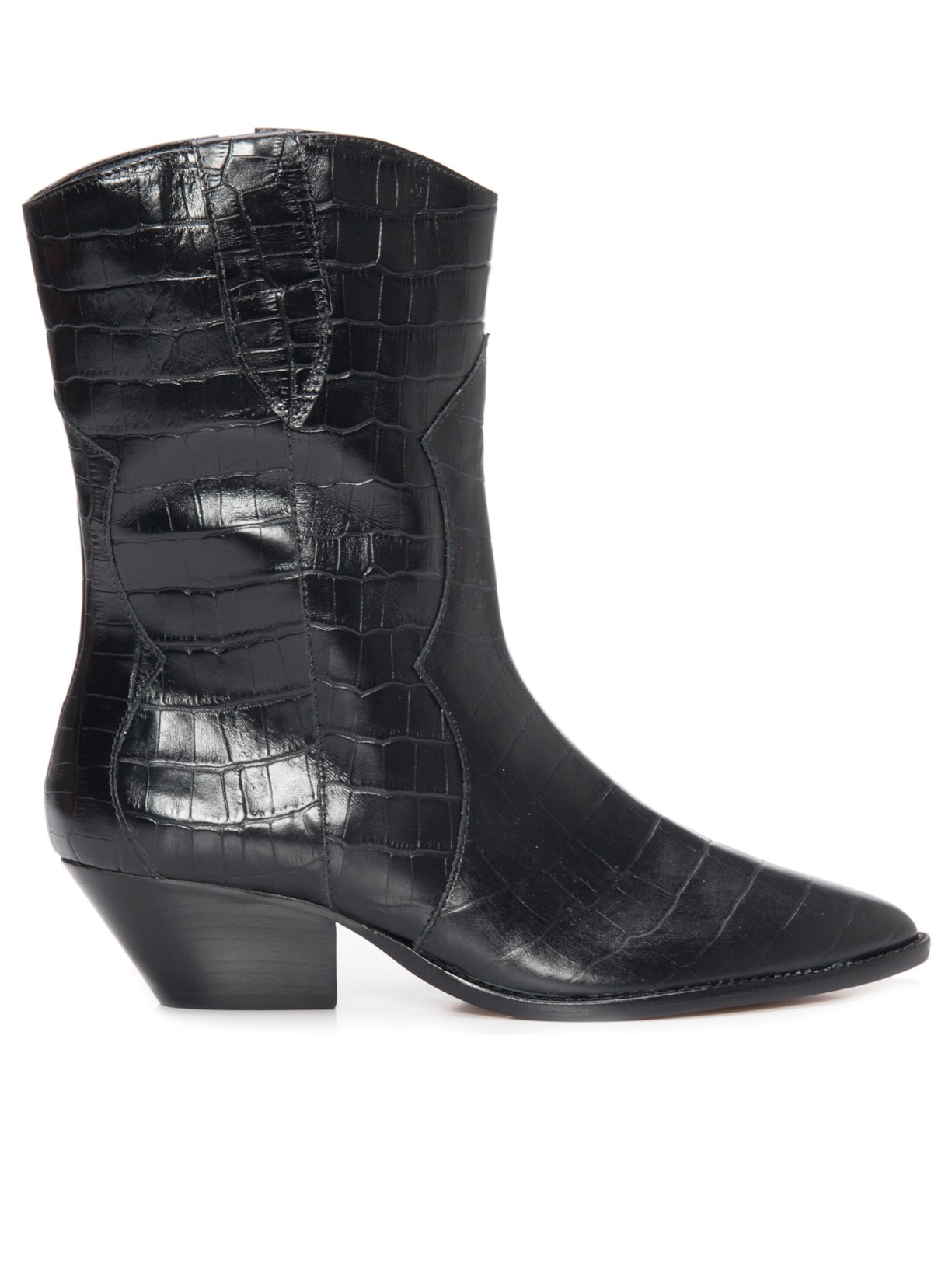 Bota Feminina Western Croco Preto Luiza Barcelos