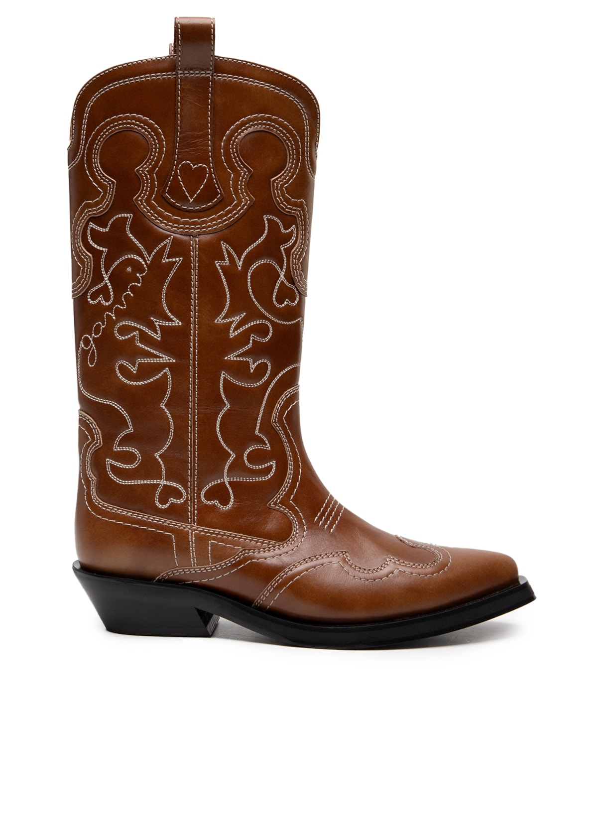 Bota Feminina Western Mid Shaft Embroidered - Marrom
