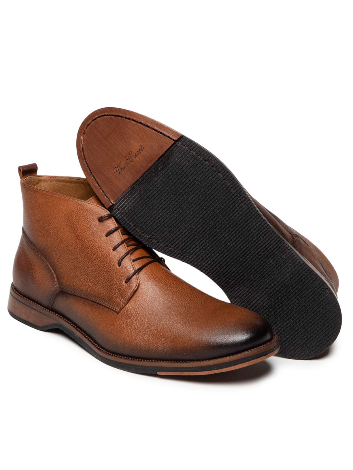 Bota Masculina Casual Comfy Em Couro Marrom '2 Essential