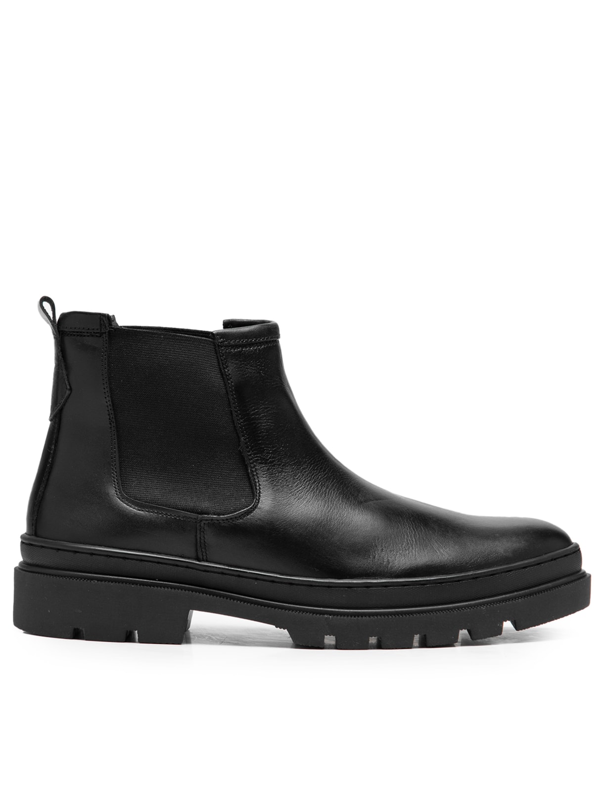 Bota Masculina Chelsea Tratorada Em Couro - Preto
